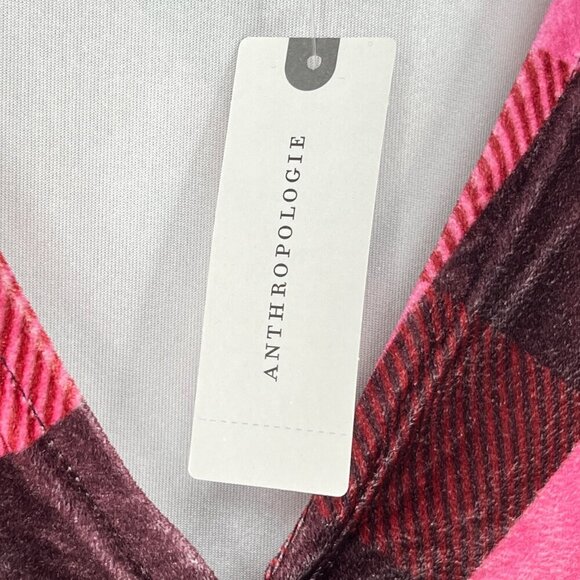 Maeve Velvet Babydoll Top Size Large Plaid Soft Grunge Victorian Witchy Stretch - Picture 7 of 10